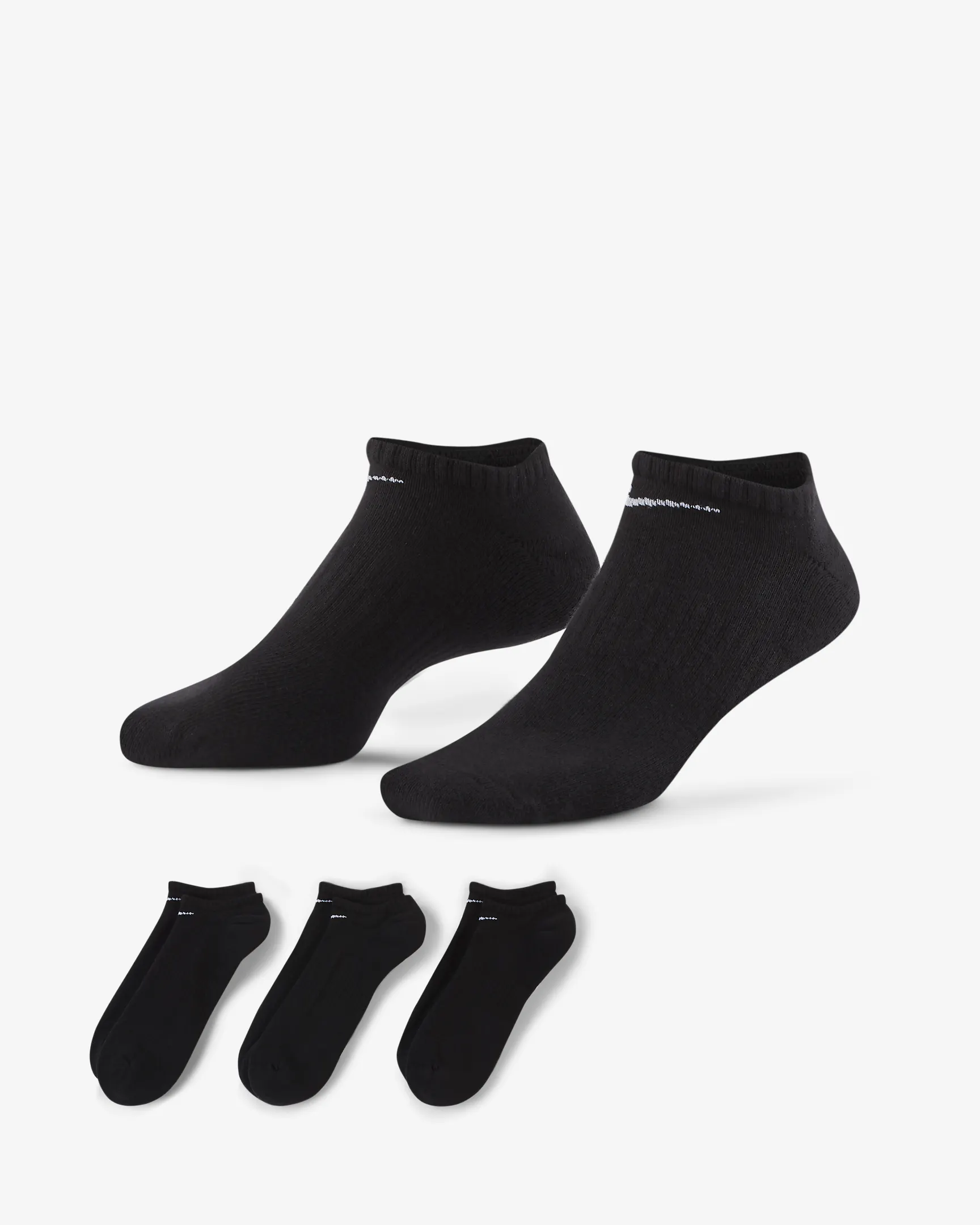 NIKE EVERYDAY COTTON CUSHIONED NO SHOW 3X NERO