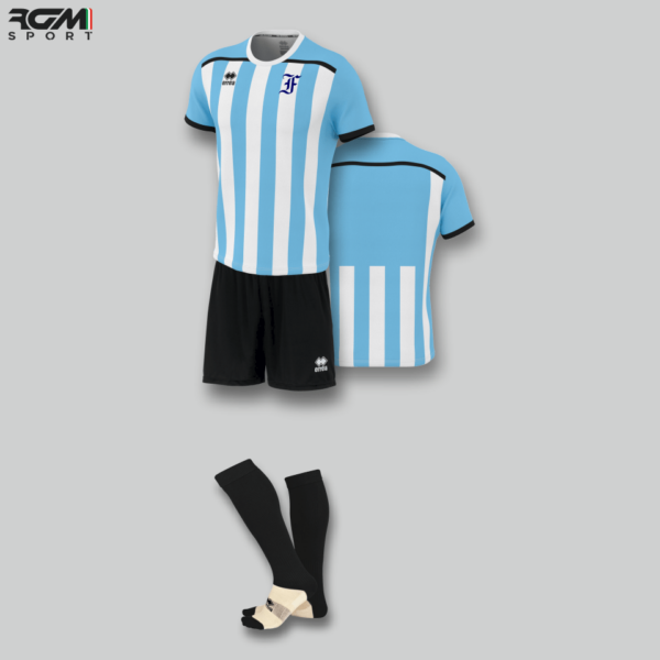 Kit Giocatore Erreà (Maglia ELLIOT Sky-Bianco + Pantaloncino NEW SKIN Nero + Calze POLY Nero) - Fortitudo