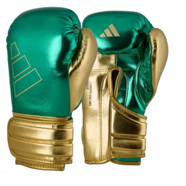 ADIDAS GUANTONI BOXE HYBRID 500 V CON VELCRO VERDE-ORO 14 OZ